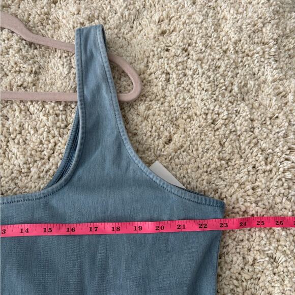 NWT Good American Soft Sculpt Blue Jean Chambray Denim Tank Mini Dress - Picture 8 of 9